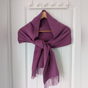 100% Cashmere Purple Scarf With Fringe